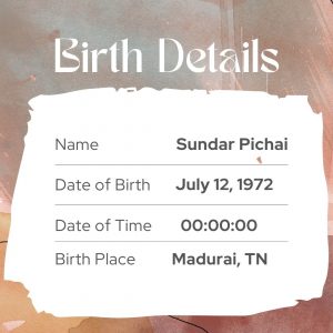 Sundar Pichai birth details